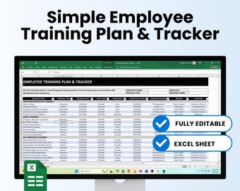 Simple Employee Training Plan & Tracker Template (MS Excel, Google Sheets) | Employee Training Program Management, Staff Training Plan