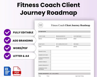Fitness Coach Client Journey Roadmap Template – Word & PDF, A4 + US Letter