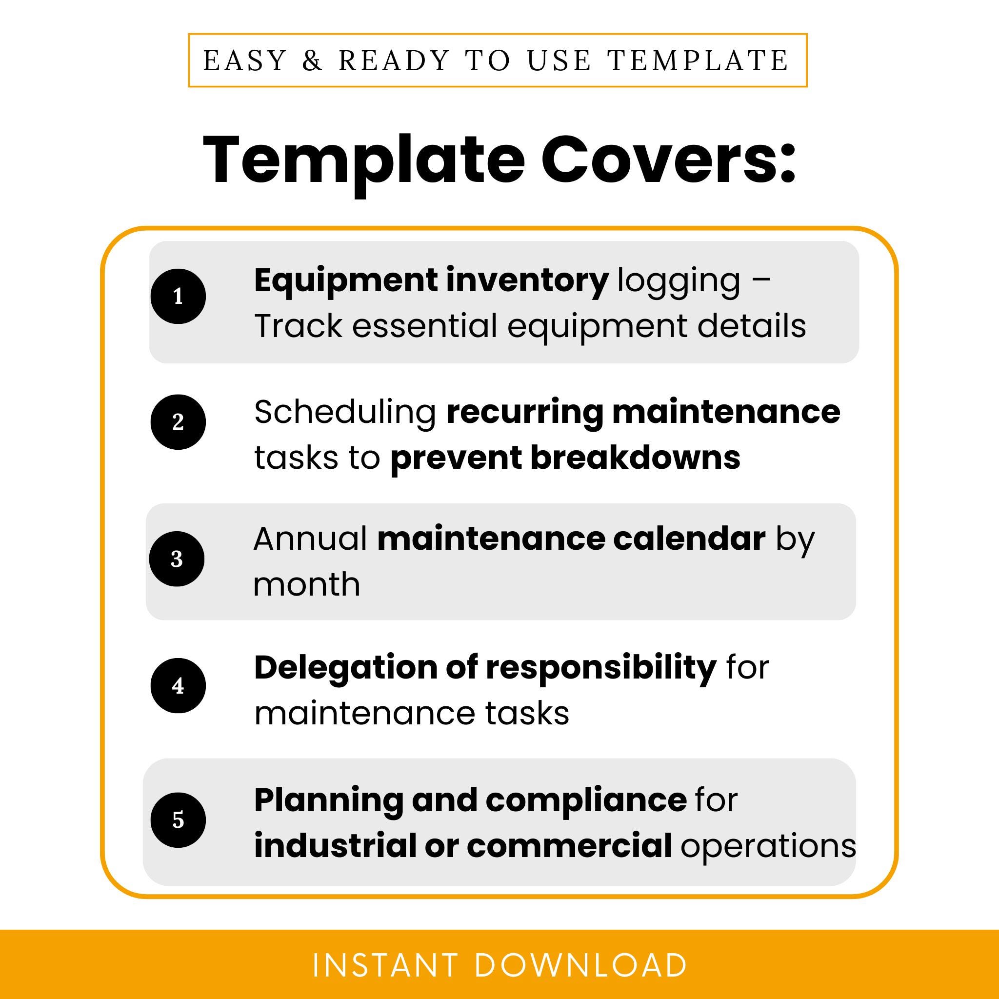 Equipment Preventative Maintenance Schedule Template - Word & PDF, A4 ...
