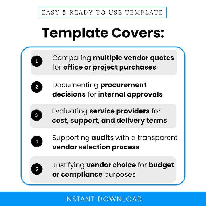 Simple Vendor Quote Comparison Sheet Template – Word & PDF, A4 + US ...