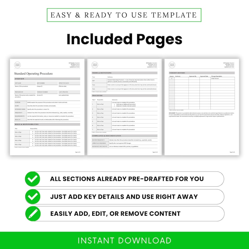 Simple SOP Template (word, PDF) | Standard Operating Procedure Template ...