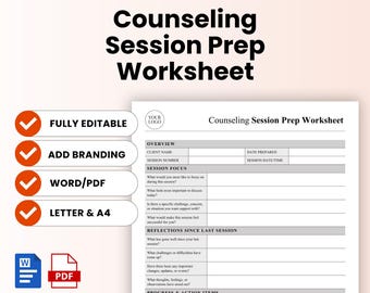 Counseling Session Prep Worksheet Template – Word & PDF, A4 + US Letter