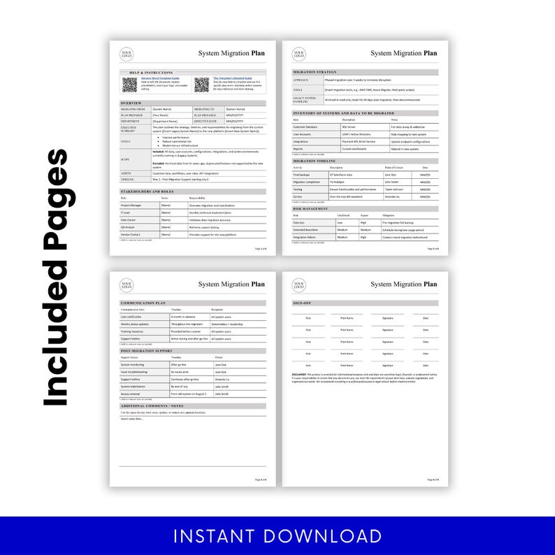 Simple System Migration Plan Template (word, PDF) | IT Migration Plan ...