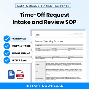 Time-Off Request Intake and Review SOP Template – Editable Word + PDF (A4, US Letter)
