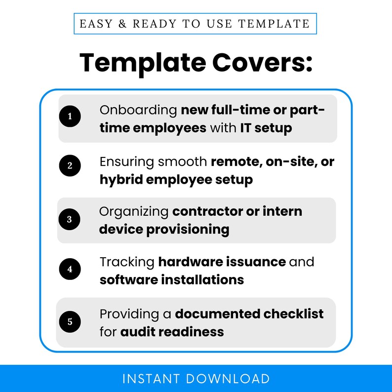 New Employee IT Setup Checklist Template – Word & PDF, A4 + US Letter ...