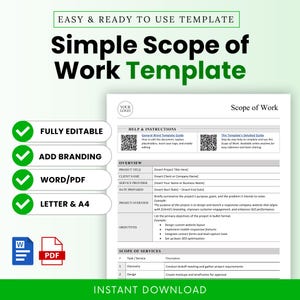 Scope of Work Template – Word & PDF, A4 + US Letter