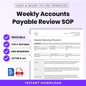 Weekly Accounts Payable Review SOP Template – Editable Word + PDF (A4, US Letter)