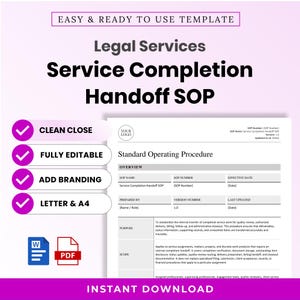 Legal Services Service Completion Handoff SOP Template – Editable Word + PDF (A4, US Letter)