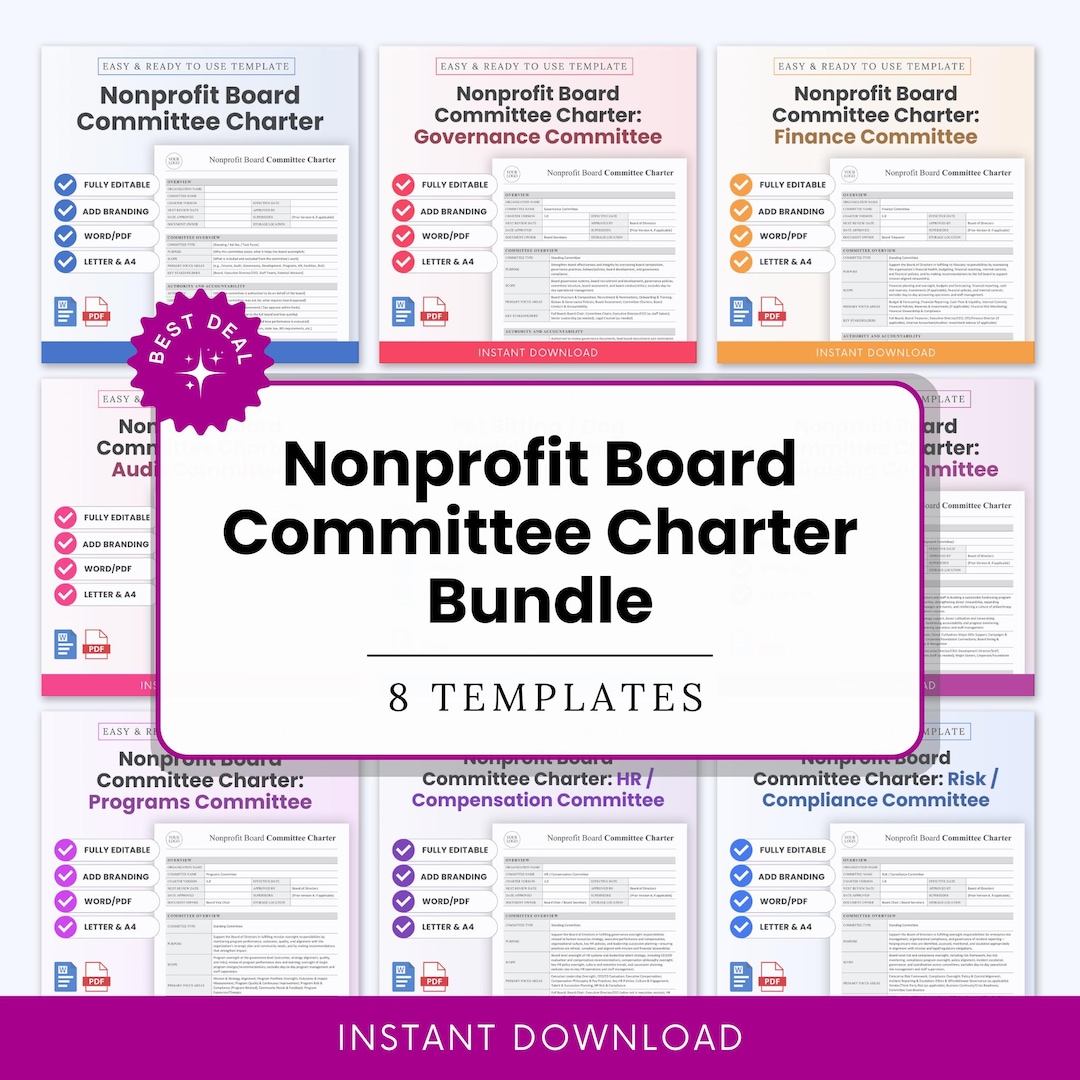 Nonprofit Board Committee Charter Templates Bundle – Word & PDF, A4 ...