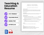 Teacher Resume Template (Word, PDF) | ATS-Friendly Resume, Teaching Assistant Resume, Education Resume, Resume Template Google Docs