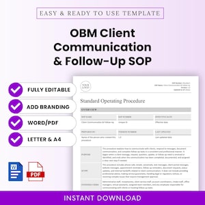 Online Business Manager Client Communication and Follow-Up SOP Template – Word & PDF, A4 + US Letter