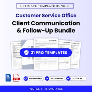 Customer Service Office Client Communication and Follow-Up Templates Bundle – Word & PDF, A4 + US Letter