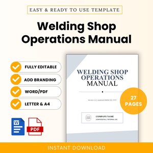 Welding Shop Operations Manual Template – Word & PDF, A4 + US Letter