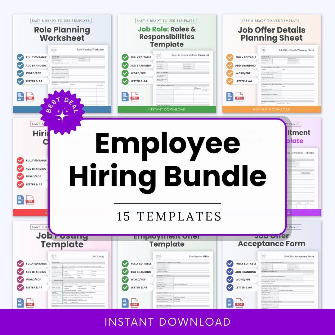 Employee Hiring Templates Bundle – Word & PDF, A4 + US Letter - Etsy