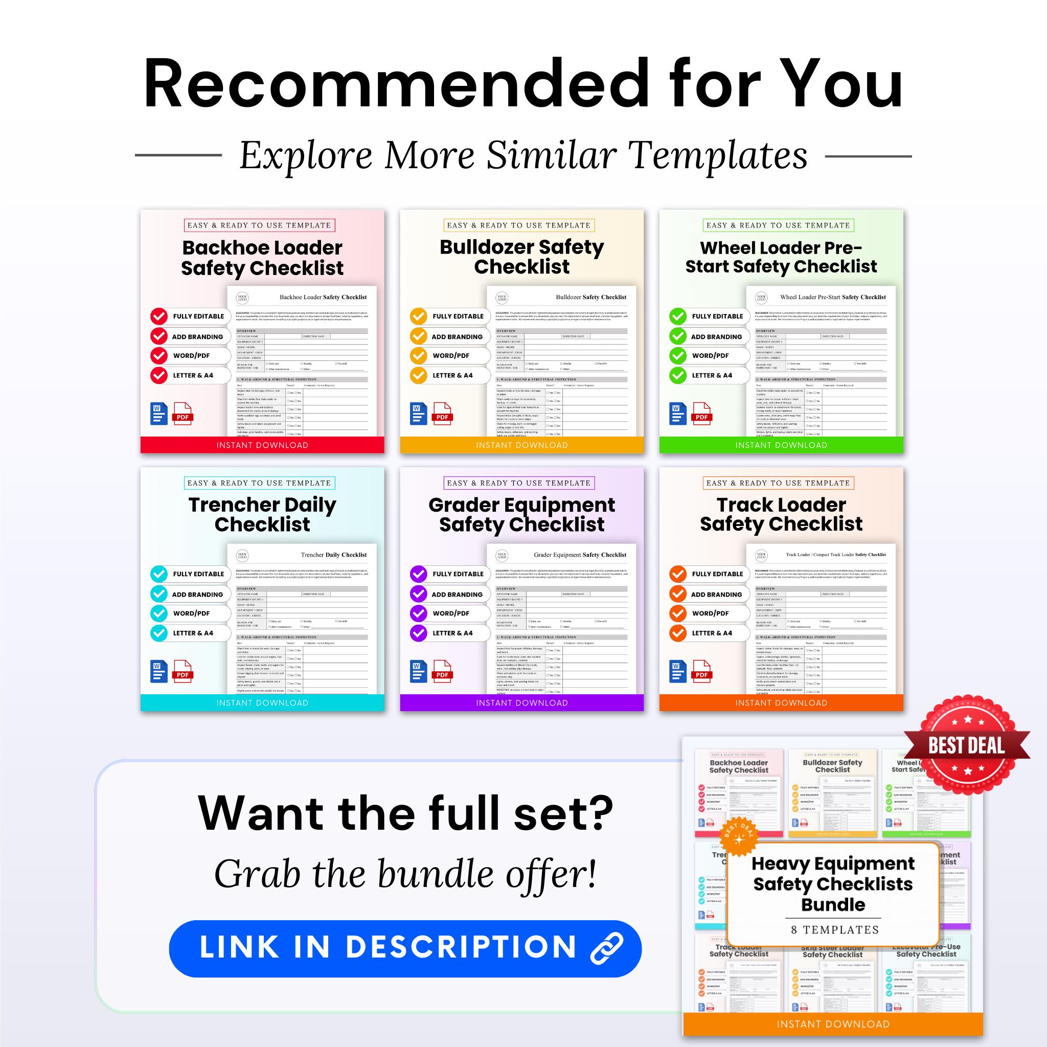 Checklist Wheel Wheel Loader Pre-start Safety Checklist Template – Word & PDF, A4 + US ...