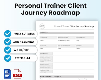 Personal Trainer Client Journey Roadmap Template – Word & PDF, A4 + US Letter