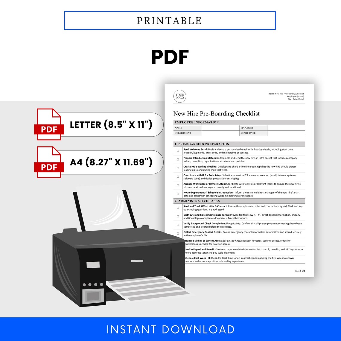 Pre Boarding Checklist.pdf New Hire Pre-boarding Checklist (MS Word, PDF) | Simple HR Template ...