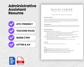Administrative Assistant Resume Template (Word, PDF) | ATS-Friendly Resume, Executive Assistant Resume, Resume Template Google Docs