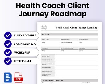 Health Coach Client Journey Roadmap Template – Word & PDF, A4 + US Letter