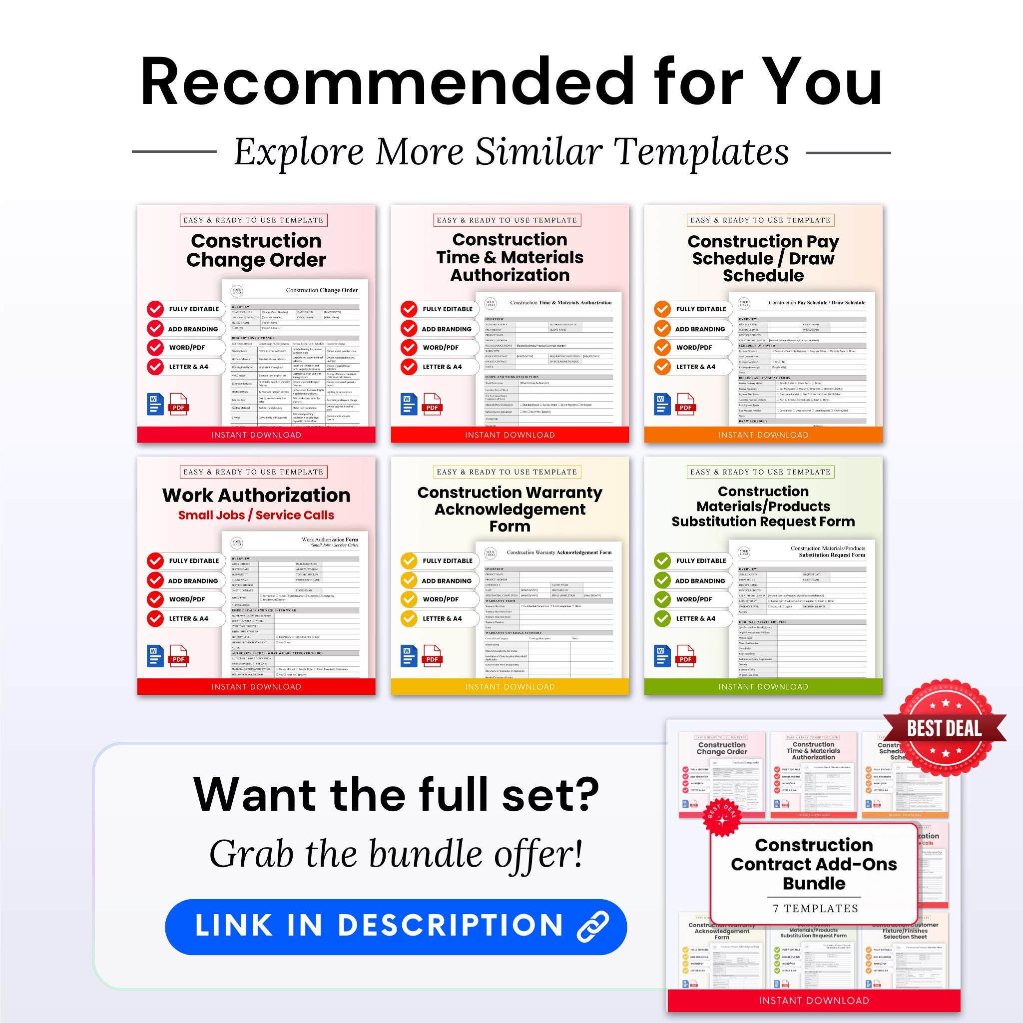 Work Authorization Form Template (small Jobs and Service Calls) – Word ...