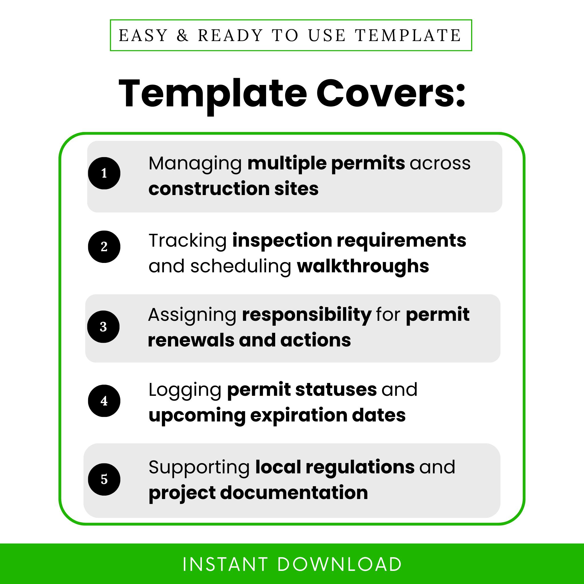 Construction Permit Tracking Sheet Template – Word & PDF, A4 + US ...