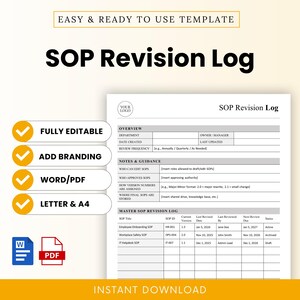 SOP Revision Log Template – Word & PDF, A4 + US Letter