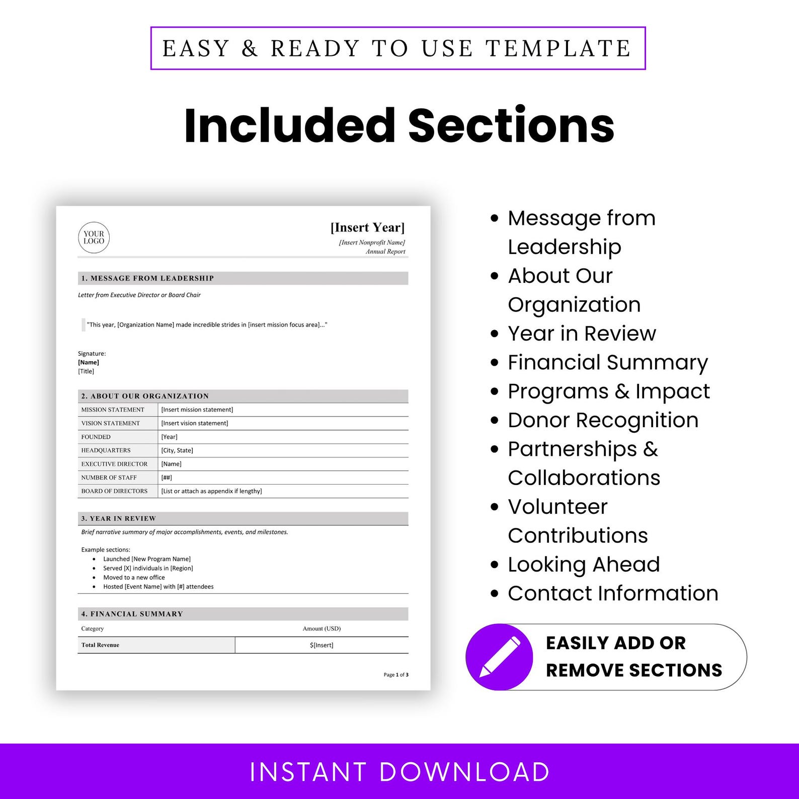 Nonprofit Annual Report Template – Word & PDF, A4 + US Letter - Etsy