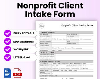 Nonprofit Client Intake Form Template – Word & PDF, A4 + US Letter