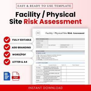 Facility / Physical Site Risk Assessment Template (Word, PDF) | Construction Site Risk Assessment Template, Workplace Safety Checklist