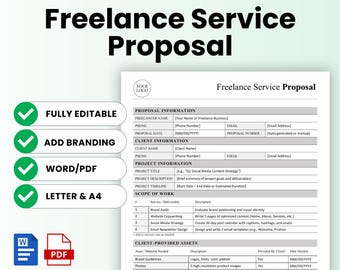 Freelance Service Proposal Template – Word & PDF, A4 + US Letter