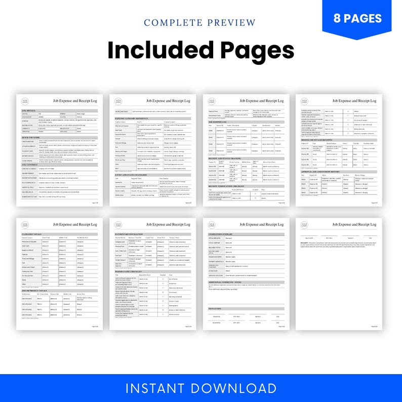 Construction and Field Services Job Expense and Receipt Log Template ...