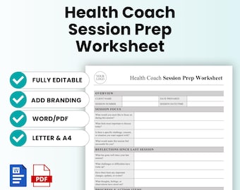 Health Coach Session Prep Worksheet Template – Word & PDF, A4 + US Letter