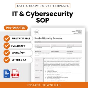 IT & Cybersecurity SOP Template (Word, PDF) | Simple Standard Operating Procedure Template | Human Resources Small Business Document