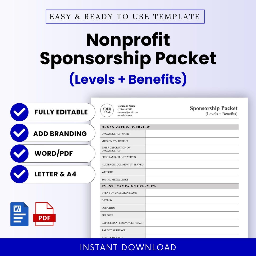 Level Progression Packet Example.pdf Nonprofit Sponsor Packet Template (levels + Benefits) – Word & PDF, A4 ...
