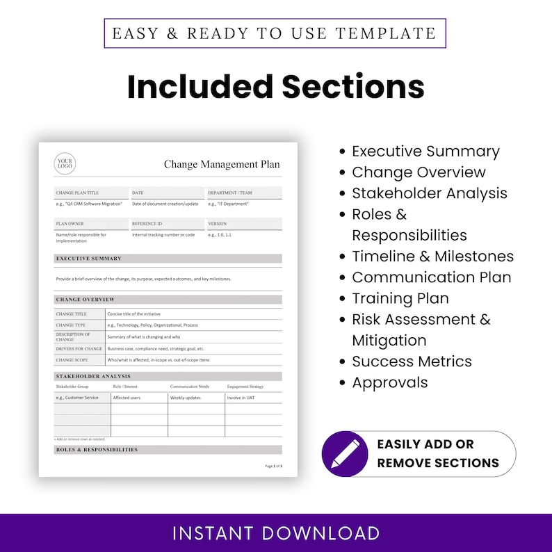Change Management Plan Template (word PDF) Project Process Policy Change Management Plan Template (word PDF) Project Process Policy