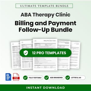 ABA Therapy Clinic Billing and Payment Follow-Up Template Bundle – Word & PDF, A4 + US Letter