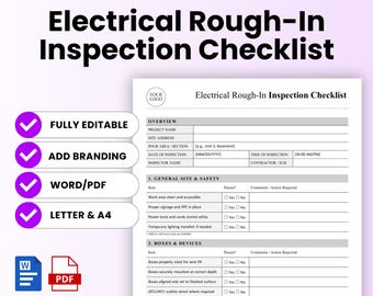 Electrical Rough-In Inspection Checklist Template – Word & PDF, A4 + US Letter