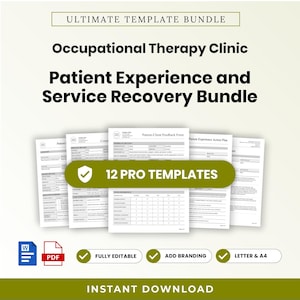 Occupational Therapy Clinic Patient Experience and Service Recovery Template Bundle – Word & PDF, A4 + US Letter