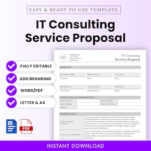 IT Consulting Service Proposal Template – Word & PDF, A4 + US Letter