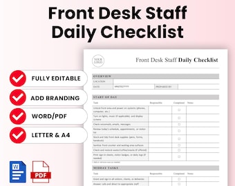 Receptionist Handbook Template: Front Desk Training Guide (word