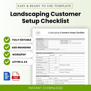 Landscaping Customer Setup Checklist Template – Word & PDF, A4 + US Letter