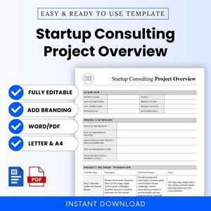 Startup Consulting Project Overview Template – Word & PDF, A4 + US Letter