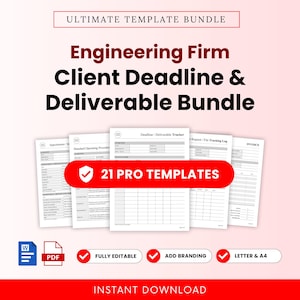 Engineering Firm Client Deadline and Deliverable Templates Bundle – Word & PDF, A4 + US Letter