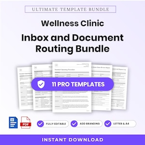 Wellness Clinic Inbox and Document Routing Template Bundle – Editable Word + PDF (A4, US Letter)