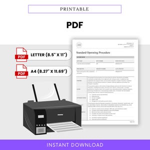 Printable PDF customer service SOP form with professional formatting. Available in A4 and US Letter sizes for easy sharing and documentation in business settings.