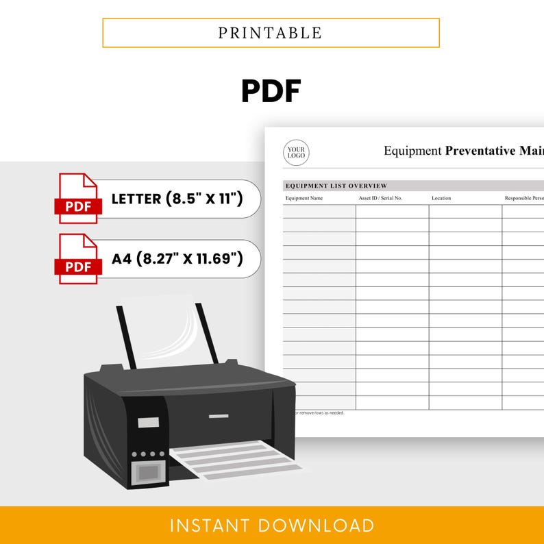 Equipment Preventative Maintenance Schedule Template - Word & PDF, A4 ...
