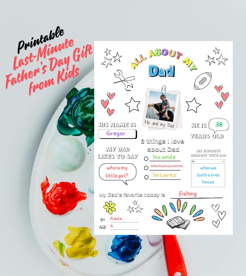 Father's Day Coloring Page: 'all About My Dad' Printable (digital ...