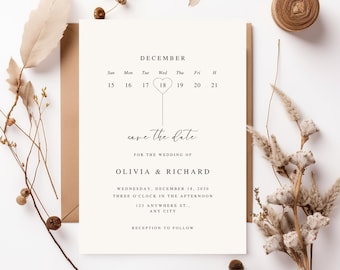 Minimalist Wedding Invitation Suite: Cream Elegant Template (Canva Digital Download)