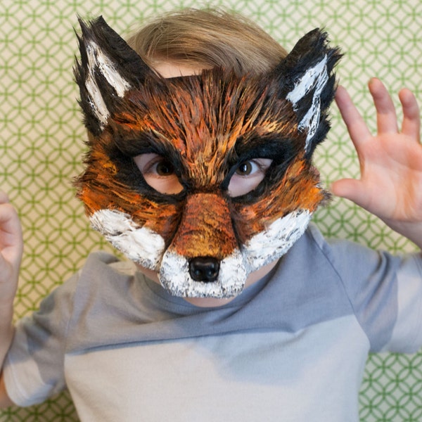 Fox Mask, Ash Fox, Fantastic Mr. Fox child mask, Nick Wilde costume, zootopia fox Costume, Fantastic Mr. Fox, child sized