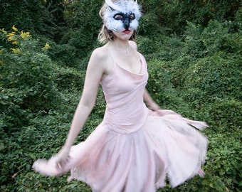 Handmade Snowy Owl Mask, Feathered Bird Costume, Mardi Gras Mask